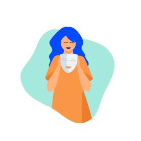 Femme avec un masque qui sourit